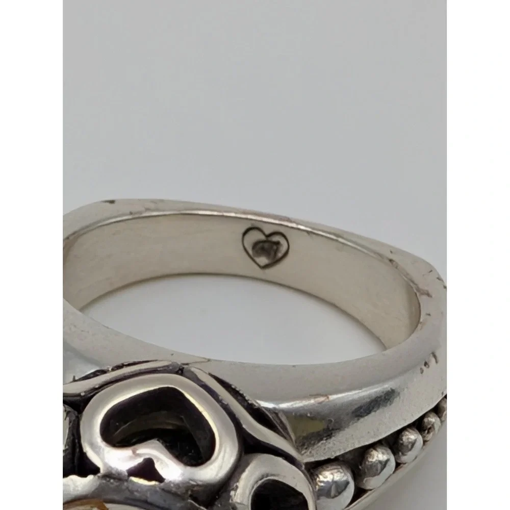 Brighton Silver Tone Swivel Heart Filigree Orb Statement Ring Size 6.5 with Box